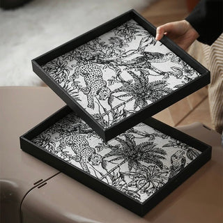 Monochrome Jacquard Square Tray  Storage Accessory Tray