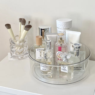 Clear Deep Round 360 Degree Rotating Cosmetic Storage Tray