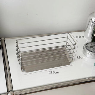 Stainless steel simple basket silver dish drainer small item storage.