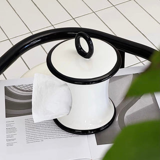 Two-tone ceramic stand tissue case
