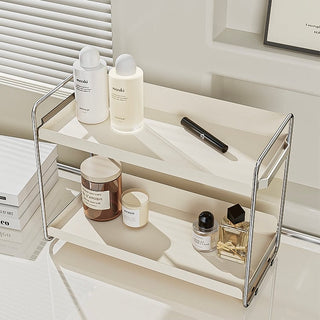 Iron Silver Frame Two-Tier Cosmetic Storage Rack