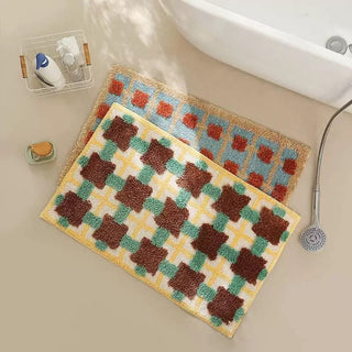 Retro pattern absorbent door entrance mat 50 x 80 cm bath mat non-slip.