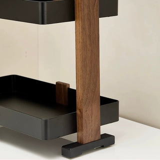 Wood Black Cosmetic Storage Rack with Legs Two-Tier Display Rack Bathroom Stand