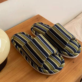 Striped Open Toe Soft Room Shoes  Indoor Slippers