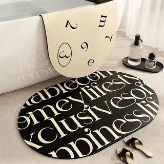 Monochrome Lettering Bath Mat 50x80cm 2 designs  Quick-drying