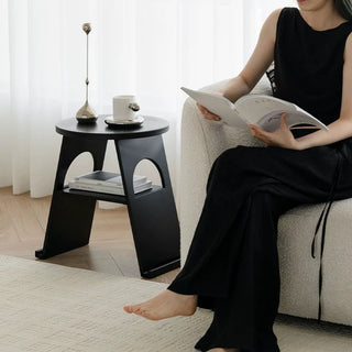 Round Open Storage Iron Side Table  Magazine Rack