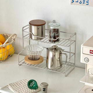 Stainless steel two-tier simple storage rack silver spice rack