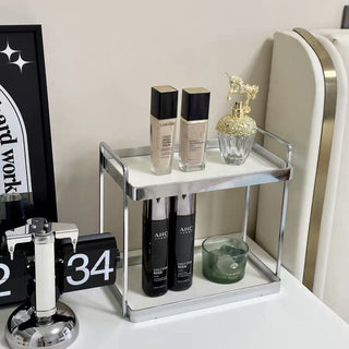 Silver Frame Display Two-Tier Storage Rack