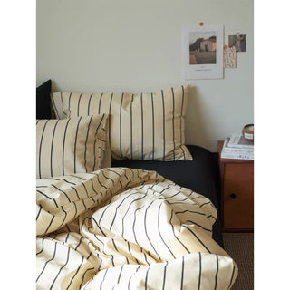Ivory Black Stripe Duvet Cover Set