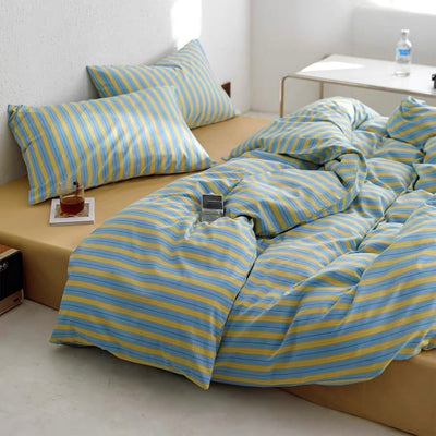 Blue and Yellow Stripe Duvet Cover Set