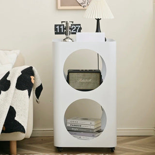 Castered Three-Tier Iron Side Table with Holes
