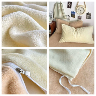 Two-tone Simple Plain Milk Velvet Winter Duvet Cover Set