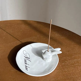 Rabbit motif incense holder tray incense stand