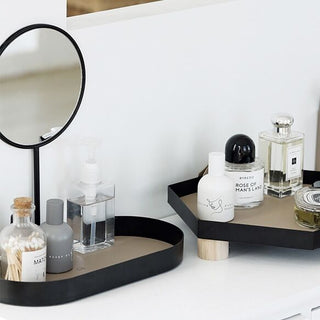 Round Storage Tray with Mirror   Small Item Organizer with Mirror