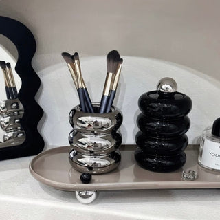 Ball Ceramic Brush Stand with Lid Three-Tier Four-Tier Chubby 6 Types  Small Item Storage