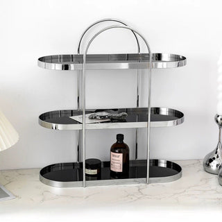 Silver Arch Frame Oval Three-Tier Storage Rack  Perfume Storage