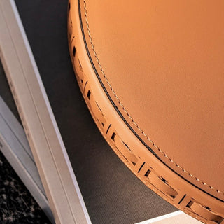 Braided Geometric Pattern Leather Round Tray  Storage