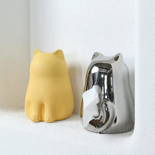 Sitting Cat Ceramic Tissue Case  Cat Tissue Box