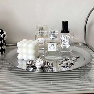 Silver Color Mirror Accessory Tray Plate
