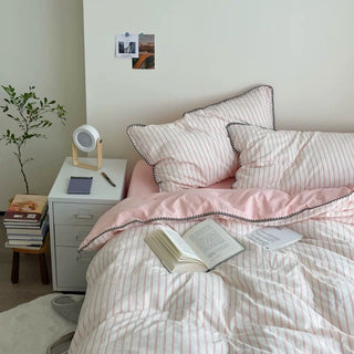 Stitch Color Stripe Cotton Duvet Cover Set