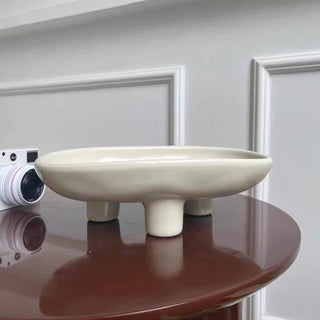 Footed Ceramic Oval Tray Plate