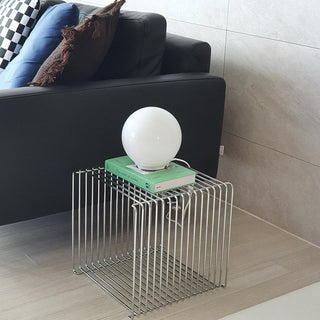 Silver Metal Storage Rack Side Table Magazine Rack Wire Cube