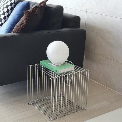 Silver Metal Storage Rack Side Table Magazine Rack Wire Cube