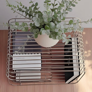 Silver Metal N-type Storage Rack Side Table Magazine Rack Wire