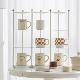 Iron Frame Tier Storage Display Rack  with Cup Holder