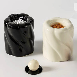 Ball-shaped Ceramic Twist Brush Stand with Lidin  Small Item Storage Box