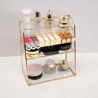 Gold Frame Clear Vertical Cosmetic Storage Rack