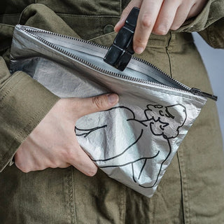 Body Nuance Art Cosmetic Storage Flat Pouch  Silver