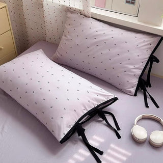 Purple Ribbon Pattern Piping Duvet Cover Set 2 Sizes  Bed Cover All Seasons Year-Round