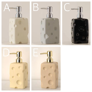 Cheese motif ceramic dispenser refillable bottle