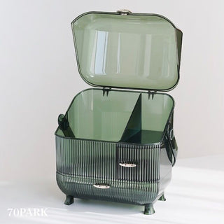 Green Portable Cosmetic Box Makeup Storage