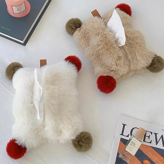 PomPom Faux Fur Tissue Case   Hanging Cover