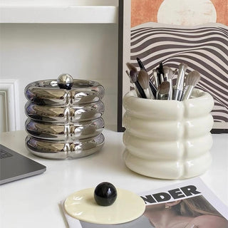 Ceramic storage box with lid brush standin .
