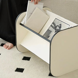 way Black Edge Magazine Rack Side Table Storage White Monotone