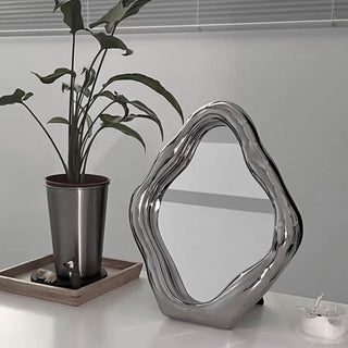 Silver nuance frame mirror tabletop or wall-mounted mirror.
