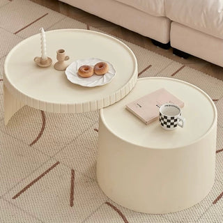 Ivory Round Side Table Nesting Table Storage