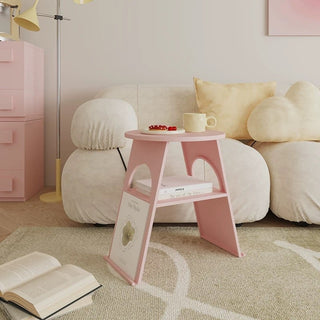 Round Open Storage Iron Side Table  Magazine Rack