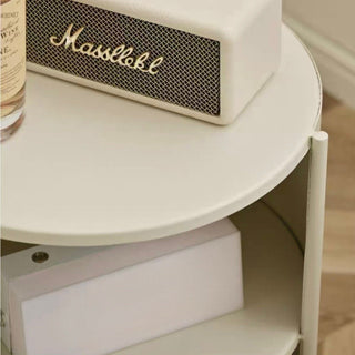 Castered Iron Cylindrical Two-Tier Side Table