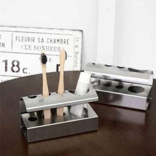 Stainless steel silver simple toothbrush stand