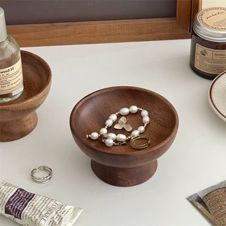 Legged Wooden Round Mini Accessory Tray Storage Tray