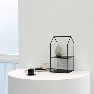 House-shaped iron two-tier display rackin  storage