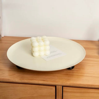 Legged Monotone Large Iron Round Tray  Cosmetic Storage