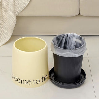 Two-tone lettering dustbin trash can