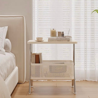 Stainless steel frame basket storage side table