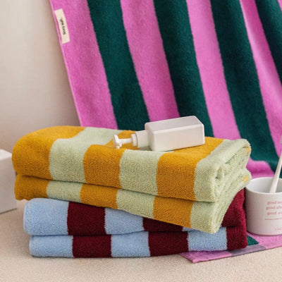 Wide Stripe Colorful Bath Towel 100% Cotton Hanging Type Combed Cotton Large Towel Blanket