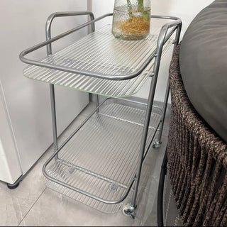 Castered Clear Two-Tier Storage Rack Wagon Side Table